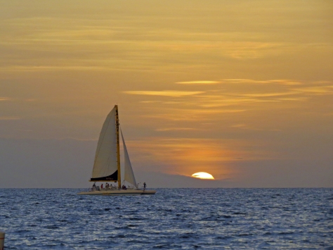 sailing boat at sunset Gulf Beach