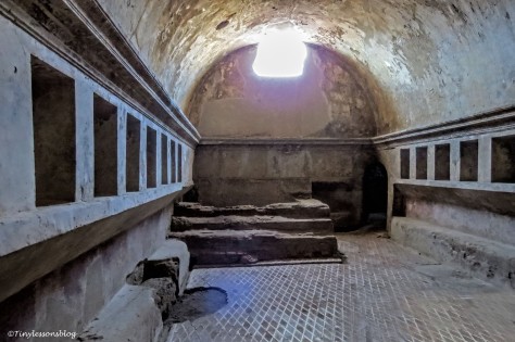 inside of the bath house in Pompeii